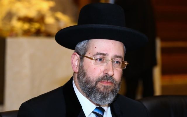 Ashkenazi Chief Rabbi David Lau attends a special meeting of the Rabbinate Council at the Western Wall Tunnels in Jerusalem Old City on May 24, 2017. (Shlomi Cohen/Flash90) Ashkenazi Chief Rabbi David Lau attends a special meeting of the Rabbinate Council at the Western Wall Tunnels in Jerusalem Old City on May 24, 2017. (Shlomi Cohen/Flash90)