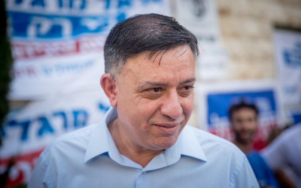 Avi Gabbay outside a primary polling station in Jerusalem on July 4, 2017. (Yonatan Sindel/Flash90)