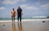 Prime Minister Benjamin Netanyahu and his Indian counterpart Narendra Modi visit the water desalination plant at Olga beach on July 6, 2017. (Kobi Gideon/GPO/Flash90)
