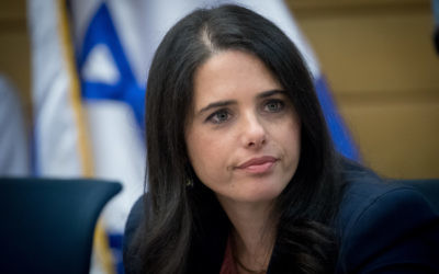 Justice Minister Ayelet Shaked attends a Constitution, Law, and Justice Committee meeting in the Israeli parliament on July 9, 2017. (Yonatan Sindel/Flash90)