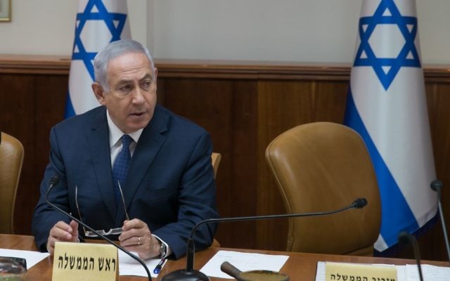 Benjamin Netanyahu attends the weekly cabinet meeting in Jerusalem on July 23, 2017. (Ohad Zweigenberg/Pool) Benjamin Netanyahu attends the weekly cabinet meeting in Jerusalem on July 23, 2017. (Ohad Zweigenberg/Pool)