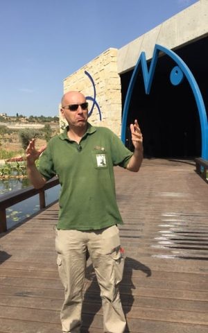 Shai Doron, CEO of the Jerusalem Biblical Zoo and its latest addition, the Gottesman Family Israel Aquarium, outside the entrance to the 6,500 square-meter facility (Jessica Steinberg/Times of Israel) Shai Doron, CEO of the Jerusalem Biblical Zoo and its latest addition, the Gottesman Family Israel Aquarium, outside the entrance to the 6,500 square-meter facility (Jessica Steinberg/Times of Israel)