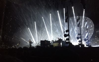 Radiohead plays in Tel Aviv's Yarkon Park on July 19, 2017 (J Horovitz / Times of Israel)