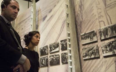 Members of the Yazidi community Nadia Murad and Haider Elias in Yad Vashem on July 25, 2017 (courtesy/IsraAID) Members of the Yazidi community Nadia Murad and Haider Elias in Yad Vashem on July 25, 2017 (courtesy/IsraAID)