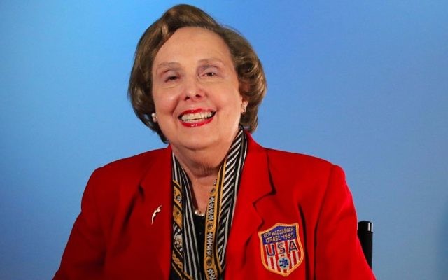 Jane Katz wearing her official jacket for 12th Maccabiah Games in 1985. (Courtesy)