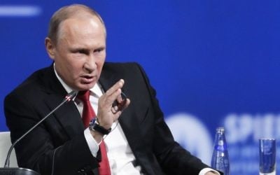 In this June 2, 2017 file photo, Russian President Vladimir Putin speaks in St. Petersburg, Russia. (AP Photo/Dmitry Lovetsky, File)