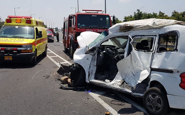 The scene of a deadly traffic accident on Route 70, July 17, 2017. (Magen David Adom)