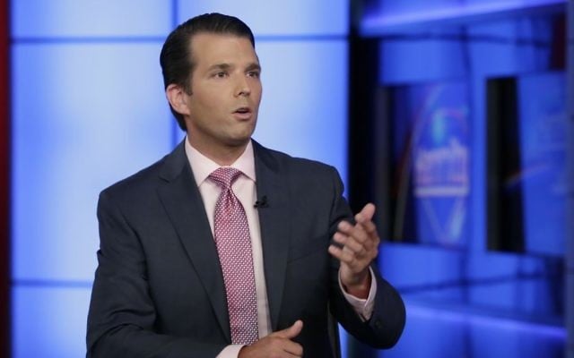 Donald Trump Jr. is interviewed by host Sean Hannity on his Fox News Channel television program, in New York Tuesday, July 11, 2017 (AP Photo/Richard Drew)