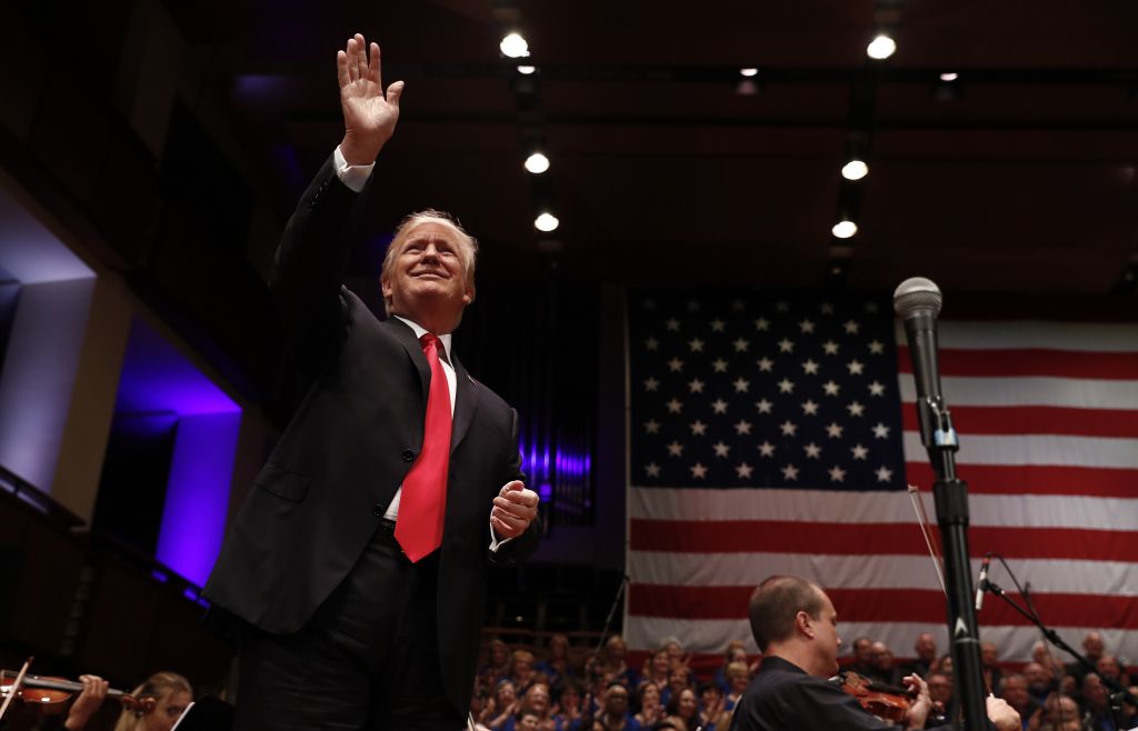US President Donald Trump arrives to speak during the Celebrate Freedom event at the Kennedy Center for the Performing Arts in Washington, Saturday, July 1, 2017. (AP Photo/Carolyn Kaster) US President Donald Trump arrives to speak during the Celebrate Freedom event at the Kennedy Center for the Performing Arts in Washington, Saturday, July 1, 2017. (AP Photo/Carolyn Kaster)