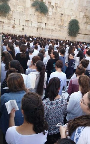 Grassroots Liba activists praying in the women's section of the Western Wall, July 24, 2017. (courtesy) Grassroots Liba activists praying in the women's section of the Western Wall, July 24, 2017. (courtesy)