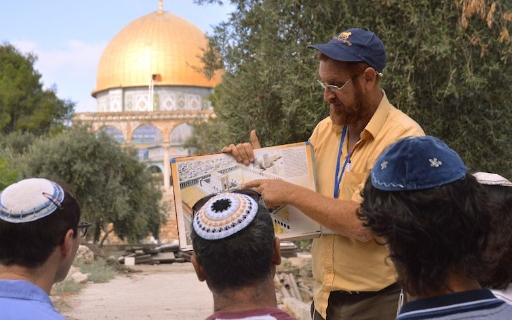 On a tour of the Temple Mount, Yehuda Glick shows religious Jews a diagram of the Jewish temple, which once stood where the golden Dome of the Rock stands today on Sepetember 17, 2013 in Jerusalem Israel. (Photo by Christa Case Bryant/The Christian Science Monitor via Getty Images via JTA) On a tour of the Temple Mount, Yehuda Glick shows religious Jews a diagram of the Jewish temple, which once stood where the golden Dome of the Rock stands today on Sepetember 17, 2013 in Jerusalem Israel. (Photo by Christa Case Bryant/The Christian Science Monitor via Getty Images via JTA)