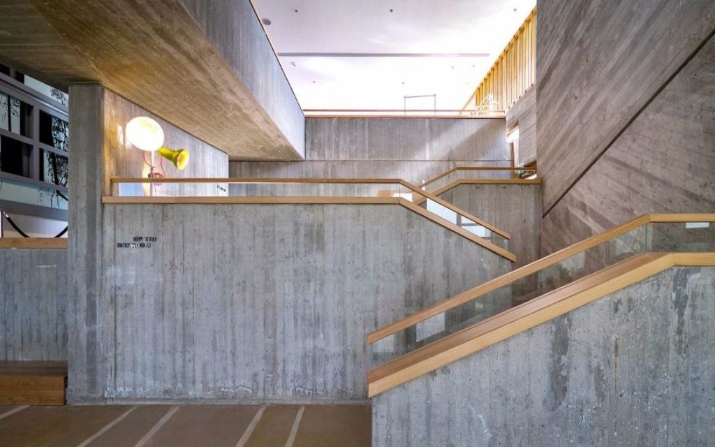 The exposed concrete walls of the multi-level day room of the Elma (Courtesy Amnon Rechter)