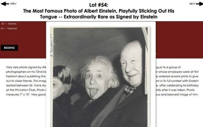 The Nate D. Sanders auction house advertises the sale of an iconic photo of Albert Einstein taken in 1951 and signed by the physicist. (Nate D. Sanders, Inc) The Nate D. Sanders auction house advertises the sale of an iconic photo of Albert Einstein taken in 1951 and signed by the physicist. (Nate D. Sanders, Inc)