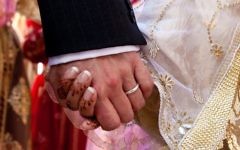 Illustrative photo of a bride and groom holding hands at a Muslim wedding in Morocco. iStock photo/Getty images)