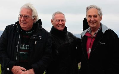 Emmanuel Anati (left) and his brothers Andrea and Bubi. (Tamar Tal Anati via JTA)