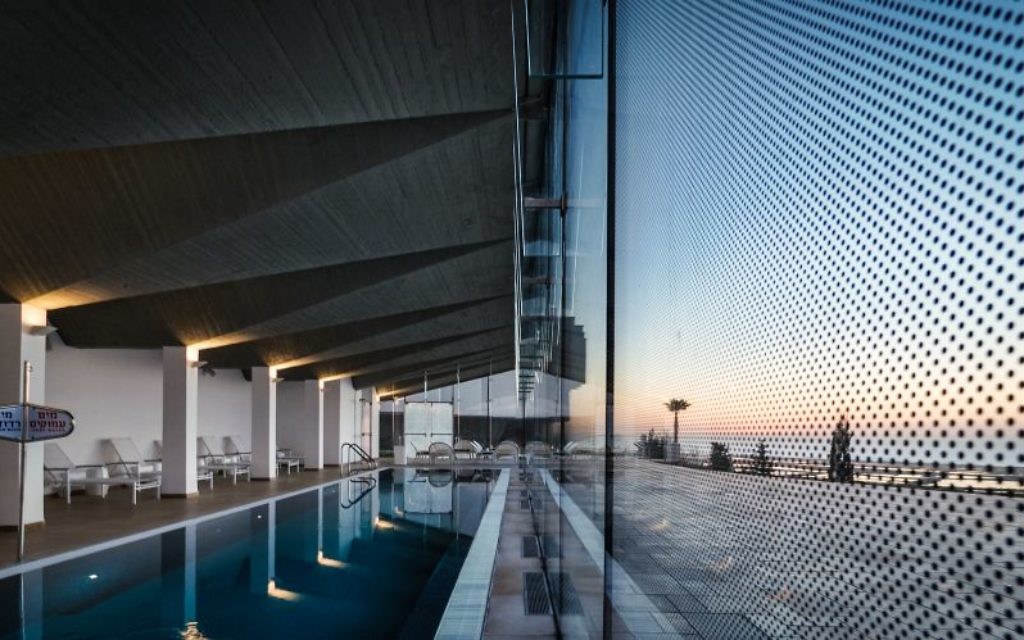 The original terrace of the hotel became a spa, with a filmy glass wall that still looks out onto the view below (Courtesy Amnon Rechter)