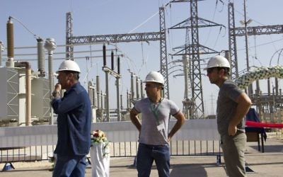 Power company workers seen at the new power plant near Jenin, July 10, 2017. (Dov Lieber for the Times of Israel) Power company workers seen at the new power plant near Jenin, July 10, 2017. (Dov Lieber for the Times of Israel)