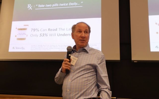 Telesofia representative Peter Steiner presents the company's platform for personalizing patients' healthcare education at conference in St. Louis, US, in June 2017 (Courtesy) Telesofia representative Peter Steiner presents the company's platform for personalizing patients' healthcare education at conference in St. Louis, US, in June 2017 (Courtesy)