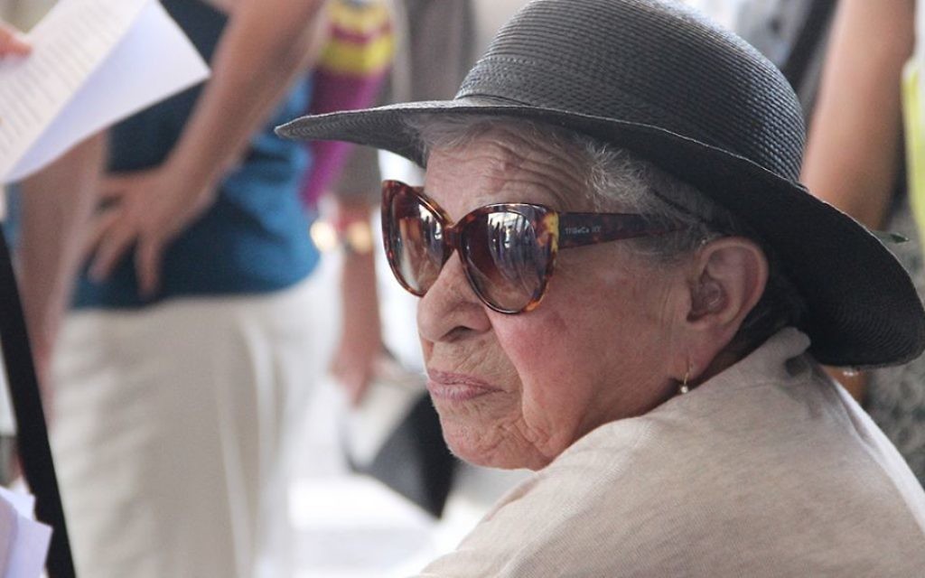 A survivor at the Exodus memorial at Haifa port, July 18, 2017. (Laura Ben-David)