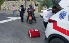 An illustrative photo of United Hatzalah paramedics at the scene of a stabbing attack in Jerusalem, in August 2016. (United Hatzalah)