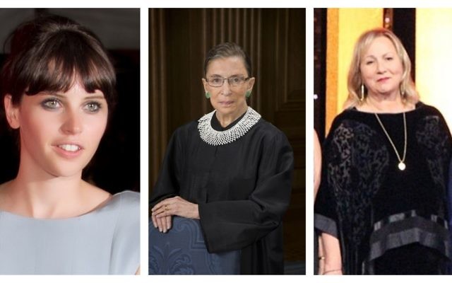 From left, Felicity Jones (CC-SA/Materialscientist), Supreme Court Justice Ruth Bader Ginsburg (Public domain), and Mimi Leder (CC-SA/Janafrench93). From left, Felicity Jones (CC-SA/Materialscientist), Supreme Court Justice Ruth Bader Ginsburg (Public domain), and Mimi Leder (CC-SA/Janafrench93).