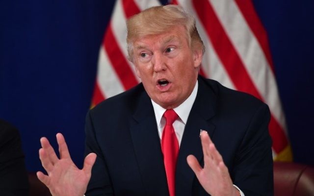 US President Donald Trump speaks during a security briefing on August 10, 2017, at his Bedminster National Golf Club in New Jersey. (AFP/Nicholas Kamm) US President Donald Trump speaks during a security briefing on August 10, 2017, at his Bedminster National Golf Club in New Jersey. (AFP/Nicholas Kamm)