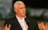 US Vice President Mike Pence speaks during a joint press conference with Colombian President Juan Manuel Santos at the Presidential guest house in Cartagena, Colombia on August 13, 2017. (AFP/ STR)