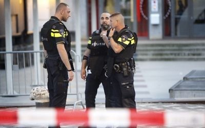 Illustrative: Police are seen in the Dutch city of Rotterdam after a concert by Californian ban Allah-Las was canceled over a terror threat on August 23, 2017. (AFP Photo/ANP/Arie Kievit)