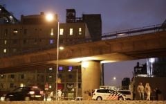 Illustrative: Police cars are seen near the concert venue Maassilo after a rock show was cancelled due to a terror threat, in Rotterdam, the Netherlands, on August 23, 2017. (AFP Photo/ANP/Arie Kievit)