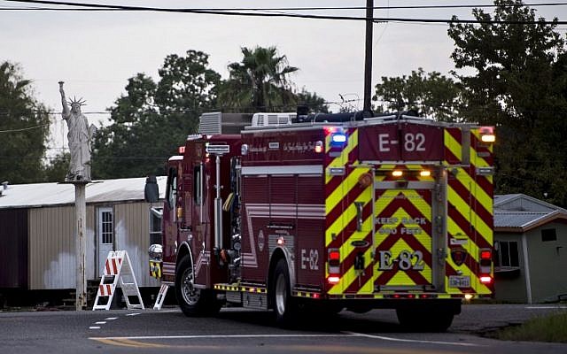 A firetruck waits at a roadblock after an explosion at a chemical plant operated by the Arkema Group during the aftermath of Hurricane Harvey, in Crosby, Texas,August 31, 2017. (AFP/Brendan Smialowski) A firetruck waits at a roadblock after an explosion at a chemical plant operated by the Arkema Group during the aftermath of Hurricane Harvey, in Crosby, Texas,August 31, 2017. (AFP/Brendan Smialowski)