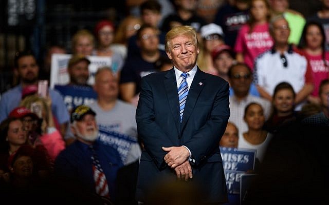 resident Donald J. Trump speaking at a rally in the Big Sandy Superstore Arena in Huntington, West Virginia, August 3, 2017. (Justin Merriman/Getty Images/AFP) resident Donald J. Trump speaking at a rally in the Big Sandy Superstore Arena in Huntington, West Virginia, August 3, 2017. (Justin Merriman/Getty Images/AFP)