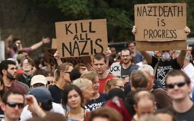 Thousands of protesters prepare to march in Boston against a planned 'Free Speech Rally' just one week after the violent 'Unite the Right' rally in Virginia left one woman dead and dozens more injured on August 19, 2017 in Boston, United States.   (Spencer Platt/Getty Images/AFP)