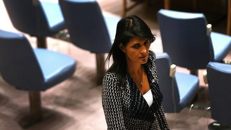 US Ambassador to the UN Nikki Haley is seen at a UN Security Council meeting on August 29, 2017. (Spencer Platt/Getty Images/AFP)