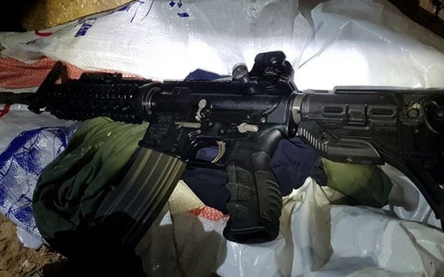 A gun found in the car of a Palestinian suspect in the southern West Bank, August 22, 2017. (Israel Defense Forces) A gun found in the car of a Palestinian suspect in the southern West Bank, August 22, 2017. (Israel Defense Forces)