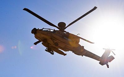 An Israeli Air Force Apache helicopter (Hagar Amibar/ Israeli Air Force/Flickr)