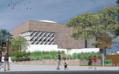 An architect’s rendering shows the synagogue building that a Chabad affiliate, Friends of Refugees of Eastern Europe, hoped to build near a popular beach in Sydney, Australia. (Friends of Refugees of Eastern Europe)