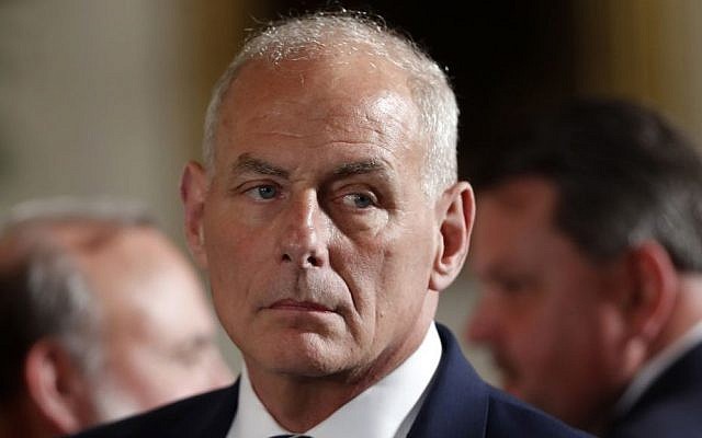 White House Chief of Staff John Kelly appears at event where US President Donald Trump was to bestow the Medal of Honor to retired Army medic James McCloughan during a ceremony in the East Room of the White House on July 31, 2017. (AP Photo/Pablo Martinez Monsivais) White House Chief of Staff John Kelly appears at event where US President Donald Trump was to bestow the Medal of Honor to retired Army medic James McCloughan during a ceremony in the East Room of the White House on July 31, 2017. (AP Photo/Pablo Martinez Monsivais)