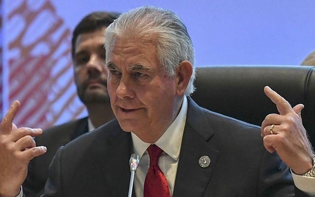 US State Secretary Rex Tillerson gestures before the 10th Lower Mekong Initiative Ministerial Meeting, part of the Association of Southeast Asian Nations (ASEAN) Regional Forum in Manila, Philippines, Sunday Aug. 6, 2017. (Mohd Rasfan/Pool Photo via AP) US State Secretary Rex Tillerson gestures before the 10th Lower Mekong Initiative Ministerial Meeting, part of the Association of Southeast Asian Nations (ASEAN) Regional Forum in Manila, Philippines, Sunday Aug. 6, 2017. (Mohd Rasfan/Pool Photo via AP)