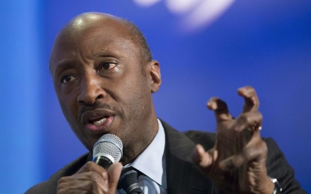 Merck Chairman and CEO Kenneth Frazier participates in a session "The Future of Impact," at the Clinton Global Initiative in New York, September 27, 2015. (AP Photo/Mark Lennihan/File)