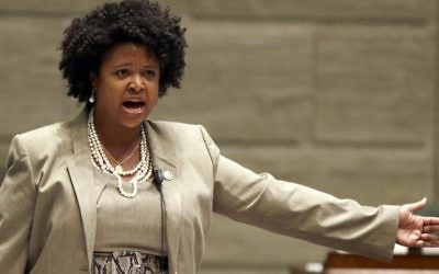 In this Sept. 10, 2014, file photo, Missouri state Sen. Maria Chappelle-Nadal speaks on the Senate floor in Jefferson City, Missouri (AP Photo/Jeff Roberson, File)