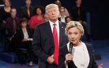 Then-Democratic US presidential nominee Hillary Clinton speaks as then-Republican presidential nominee Donald Trump listens during the second presidential debate at Washington University in St. Louis, October 9, 2016. (Rick T. Wilking/Pool via AP)