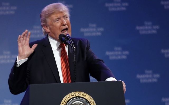 US President Donald Trump speaks at the National Convention of the American Legion on August 23, 2017, in Reno, Nevada (AP Photo/Alex Brandon) US President Donald Trump speaks at the National Convention of the American Legion on August 23, 2017, in Reno, Nevada (AP Photo/Alex Brandon)