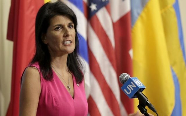 United States Ambassador to the United Nations Nikki Haley speaks to reporters at U.N. headquarters, Friday, Aug. 25, 2017. (AP Photo/Seth Wenig) United States Ambassador to the United Nations Nikki Haley speaks to reporters at U.N. headquarters, Friday, Aug. 25, 2017. (AP Photo/Seth Wenig)