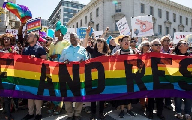 Demonstrators gather at Peace, Love and Understanding gathering at San Francisco Civic Center on August 26, 2017 in San Francisco, California. (Miikka Skaffari/FilmMagic) Demonstrators gather at Peace, Love and Understanding gathering at San Francisco Civic Center on August 26, 2017 in San Francisco, California. (Miikka Skaffari/FilmMagic)