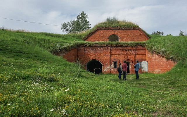 A film crew preparing to record at the former concentration camp known as the Seventh Fort in Kaunas, Lithuania, on July 12, 2016. (JTA/Cnaan Liphshiz) A film crew preparing to record at the former concentration camp known as the Seventh Fort in Kaunas, Lithuania, on July 12, 2016. (JTA/Cnaan Liphshiz)
