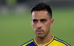 Maccabi Tel Aviv soccer player Eran Zahavi seen at the final of the State Cup between Maccabi Tel Aviv and Maccabi Haifa in Teddy Stadium, Jerusalem, on May 24, 2016. (Yonatan Sindel/Flash90)