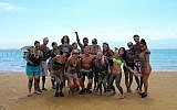 Illustrative: A group of American Birthright tourists visits the Dead Sea on July 10, 2015. (Matt Hechter/Flash90)