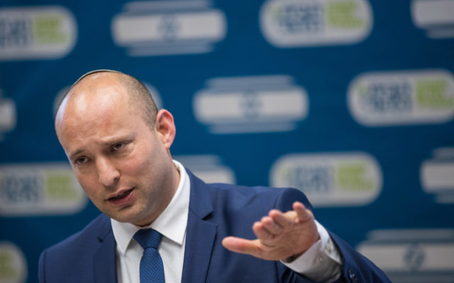 Education Minister Jewish Home party leader, Naftali Bennett, leads the faction meeting at the Knesset on June 19, 2017. (Yonatan Sindel/Flash90) Education Minister Jewish Home party leader, Naftali Bennett, leads the faction meeting at the Knesset on June 19, 2017. (Yonatan Sindel/Flash90)