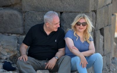 Prime Minister Benjamin Netanyahu and his wife Sara visit Hippos, an archaeological site in Northern Israel, August 15, 2017. (Kobi Gideon/GPO)