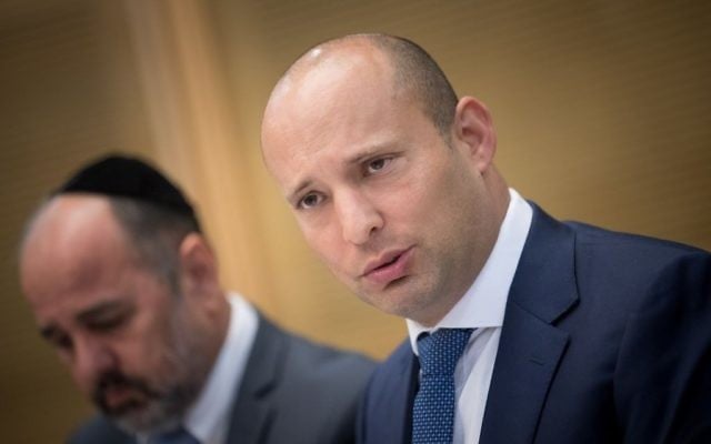 File: Education Minister Naftali Bennett attends a committee meeting in the Knesset in Jerusalem on August 23, 2017 (Yonatan Sindel/Flash90) File: Education Minister Naftali Bennett attends a committee meeting in the Knesset in Jerusalem on August 23, 2017 (Yonatan Sindel/Flash90)